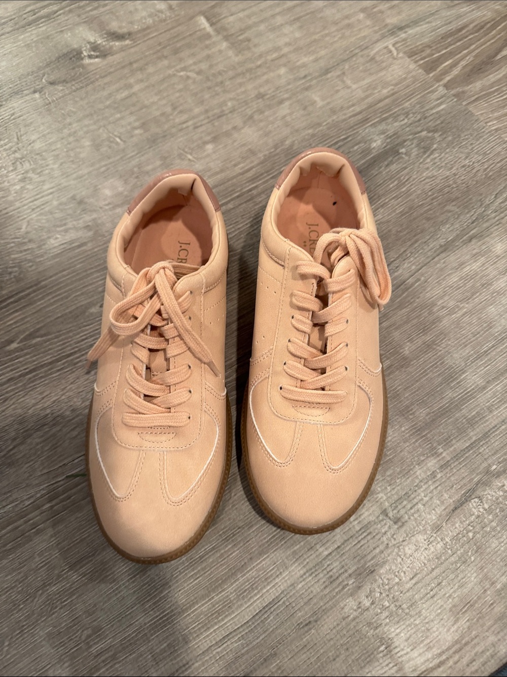 J. Crew Blush  Leather Lace-Up Sneakers
